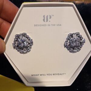 Elegant CZ & Hematite Stud Earrings